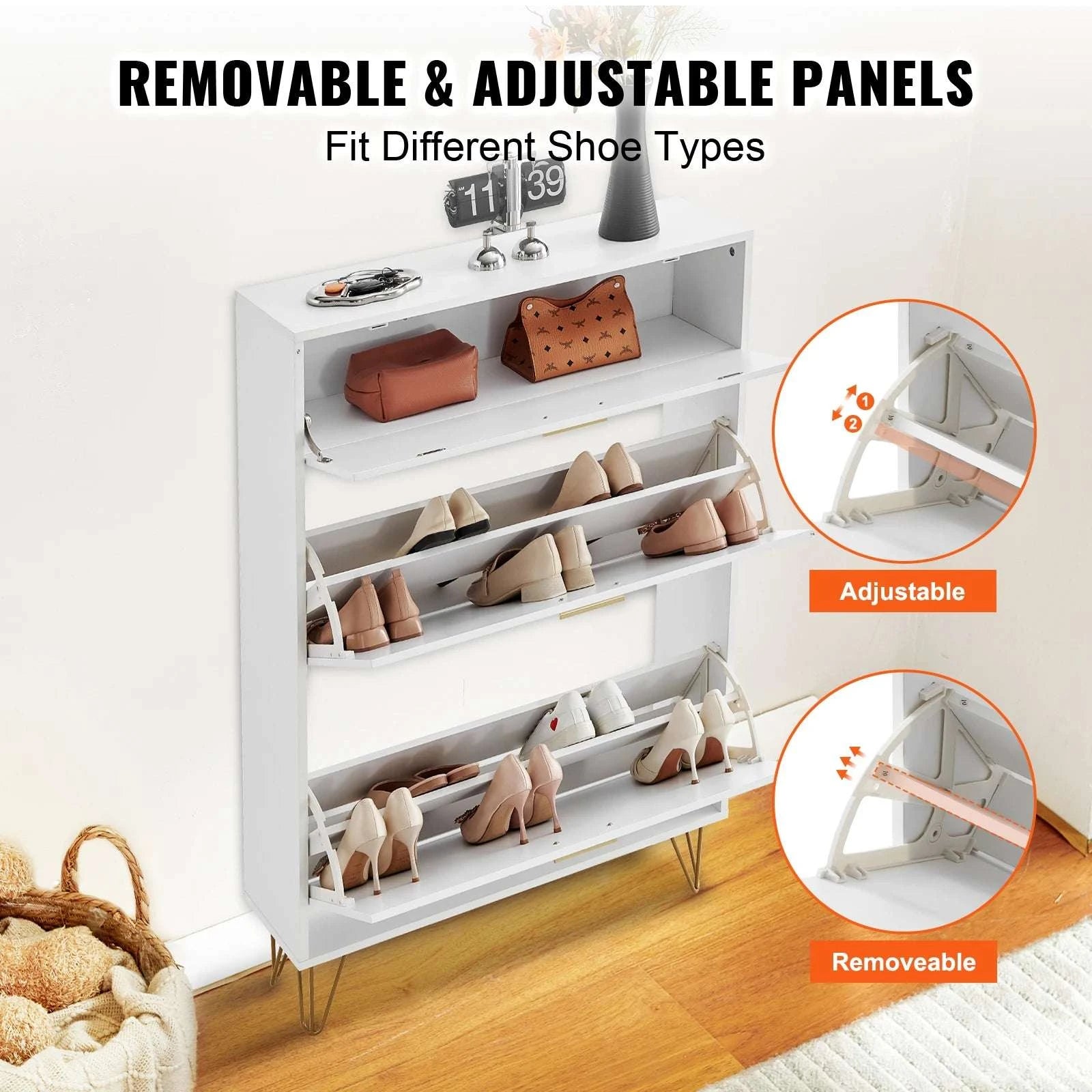 3-Drawer Flip Shoe Cabinet for Entryway Storage and Organization-3 Drawers 20-28in / United States