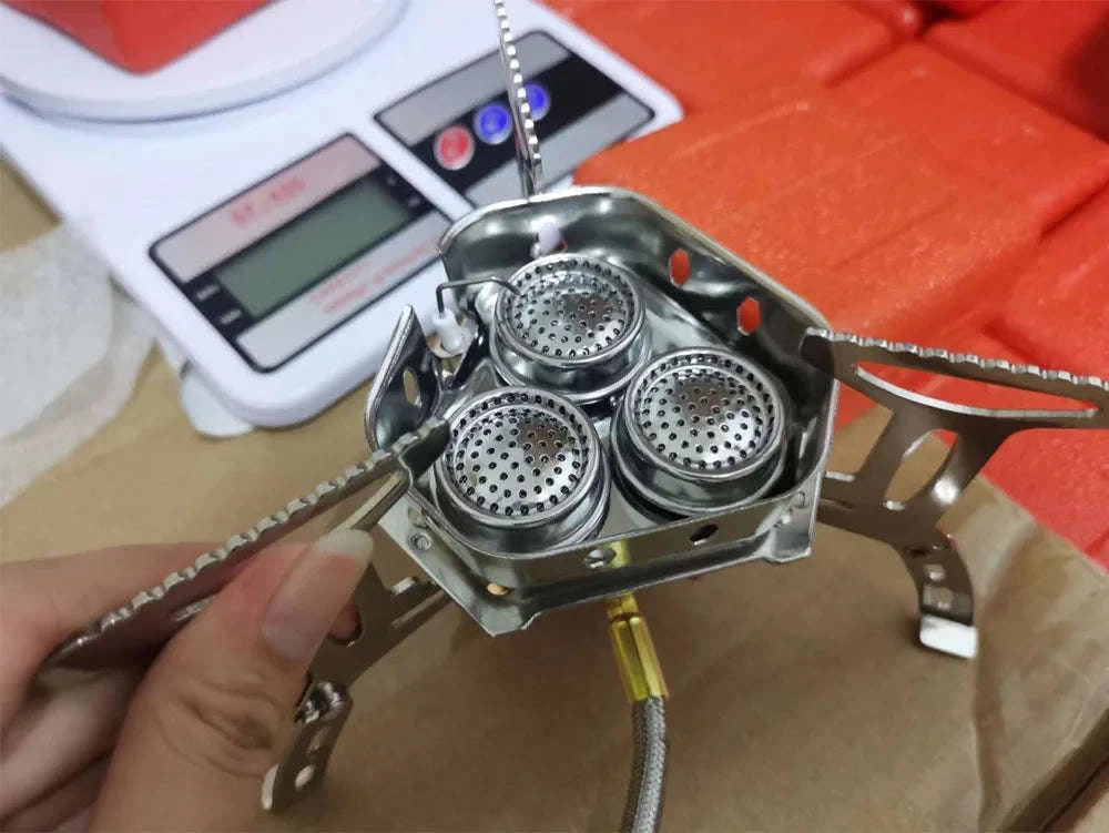 3-Head Gas Stove 5800W Folding Portable Camping Burner-Stove with adapter
