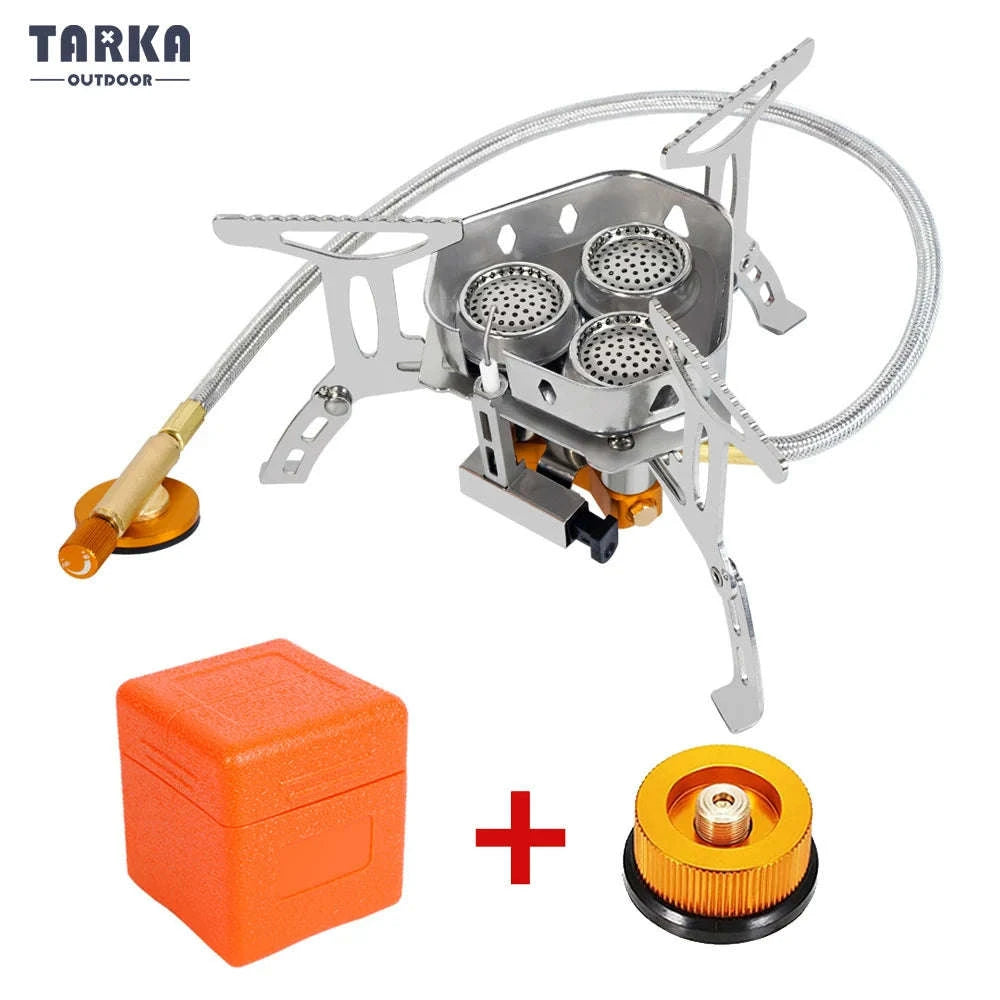 3-Head Gas Stove 5800W Folding Portable Camping Burner-Stove with adapter