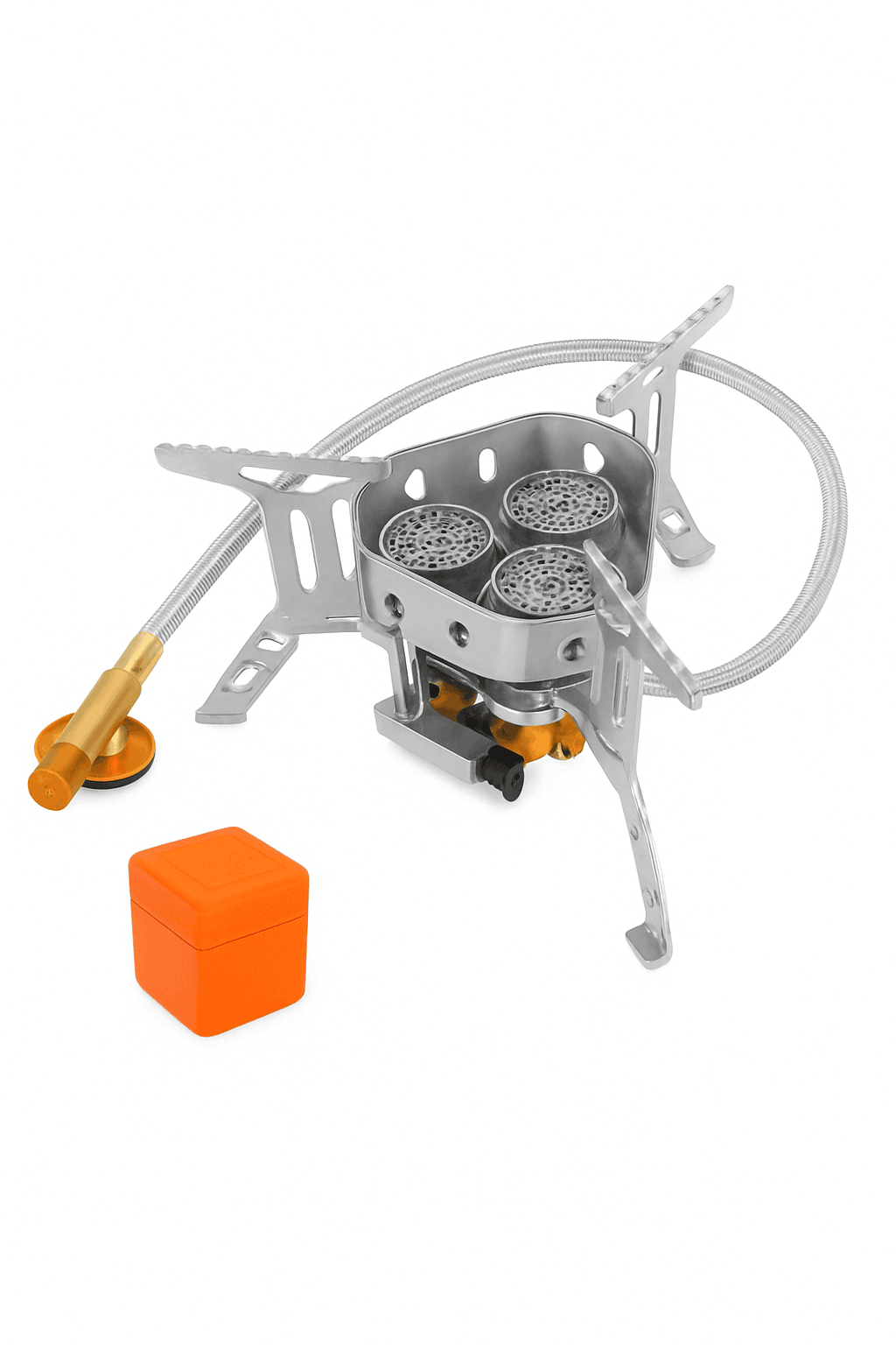 3-Head Gas Stove 5800W Folding Portable Camping Burner-Stove with adapter