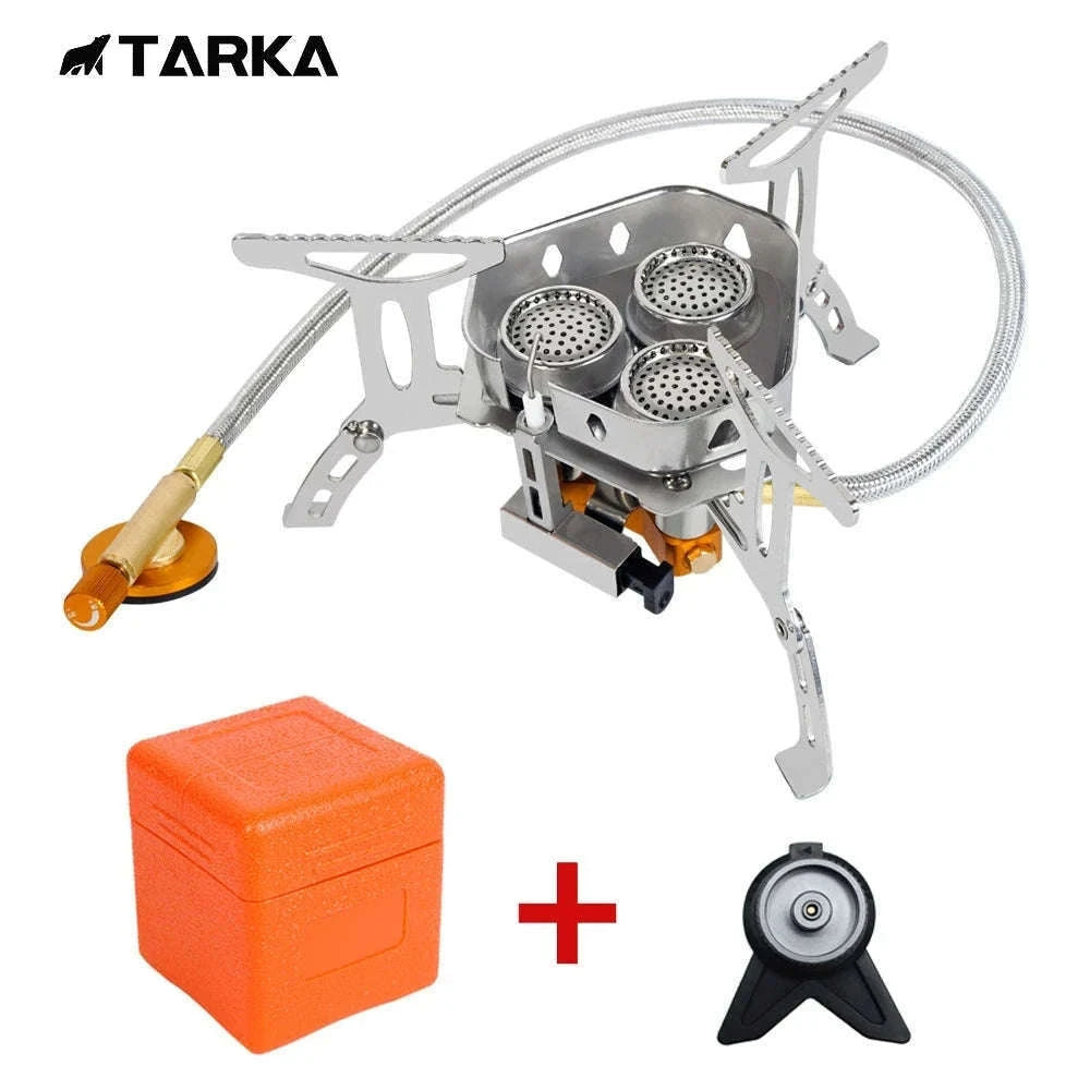 3-Head Gas Stove 5800W Folding Portable Camping Burner-Stove with adapter