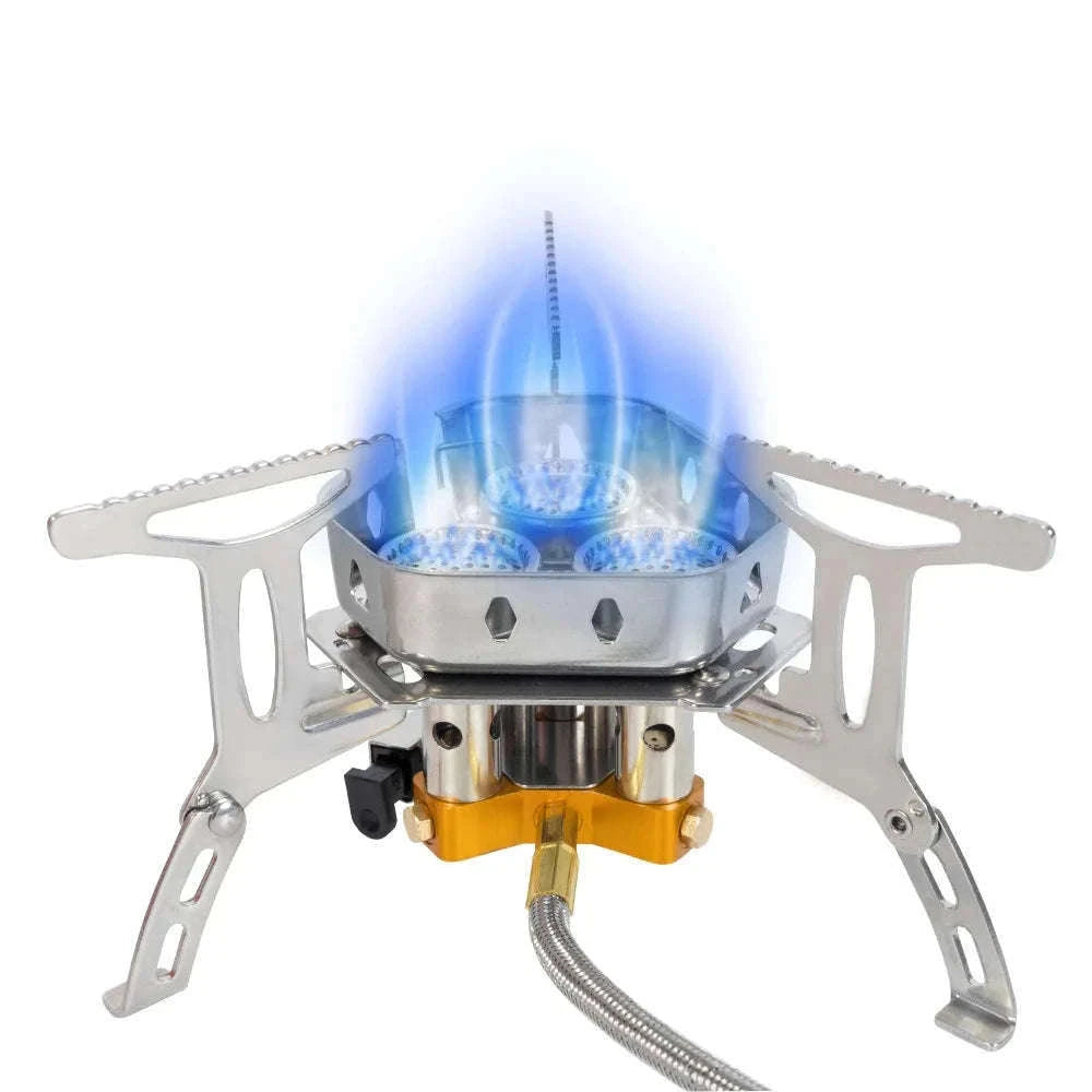 3-Head Gas Stove 5800W Folding Portable Camping Burner-Stove with adapter