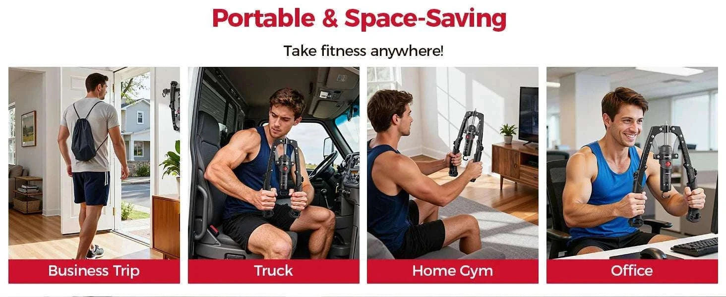 3-in-1 Adjustable Arm Trainer with Ab Roller & Hydraulic Resistance-Black / United States
