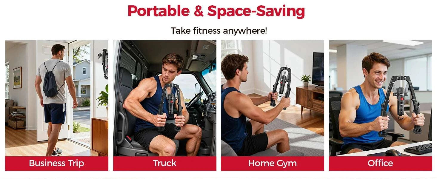 3-in-1 Adjustable Arm Trainer with Ab Roller & Hydraulic Resistance-Black / United States