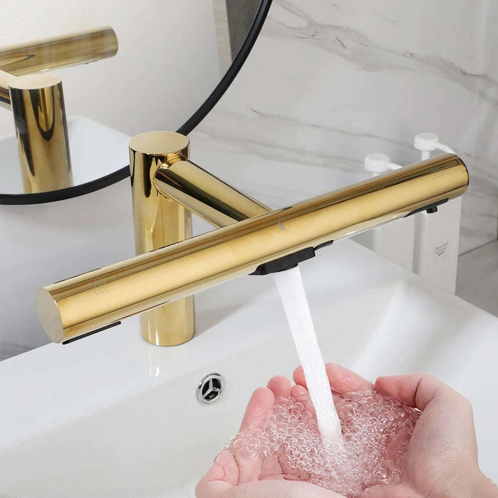 3‑in‑1 Automatic Bathroom Faucet With Soap Dispenser & Hand Dryer-black 2 in 1