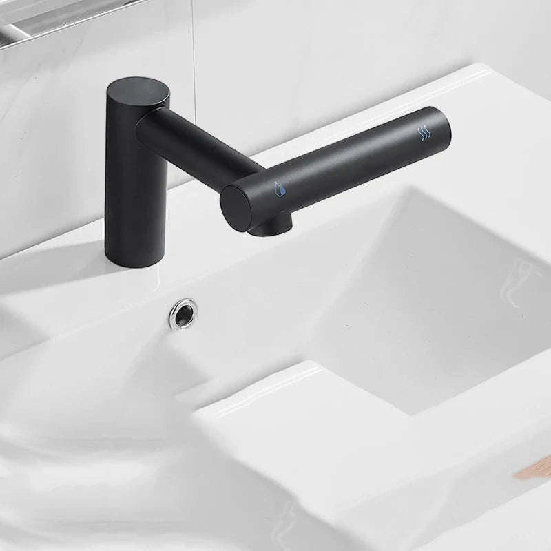 3‑in‑1 Automatic Bathroom Faucet With Soap Dispenser & Hand Dryer-black 2 in 1