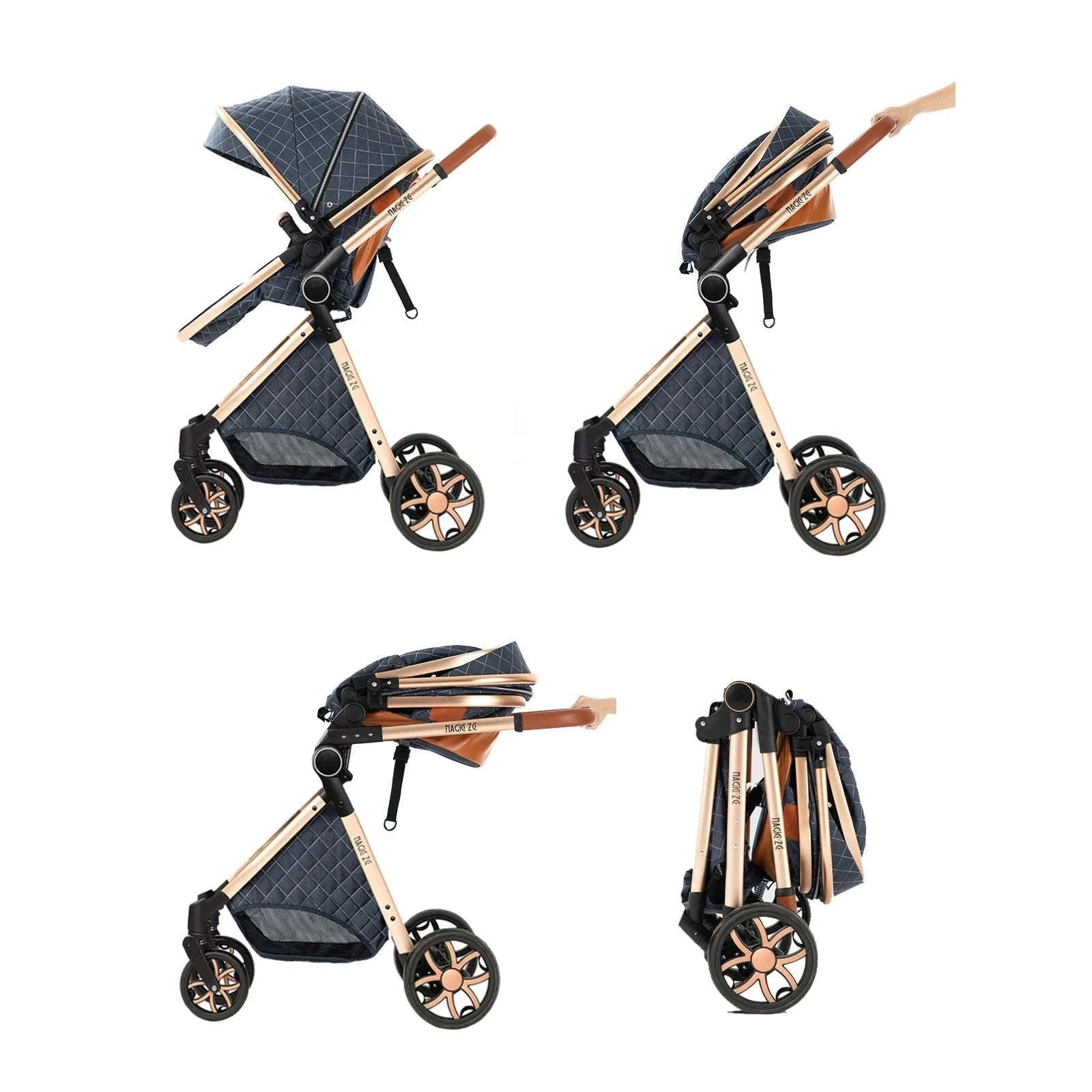 3-in-1 Baby Stroller Travel System Pushchair-V9-CHOCOLATE
