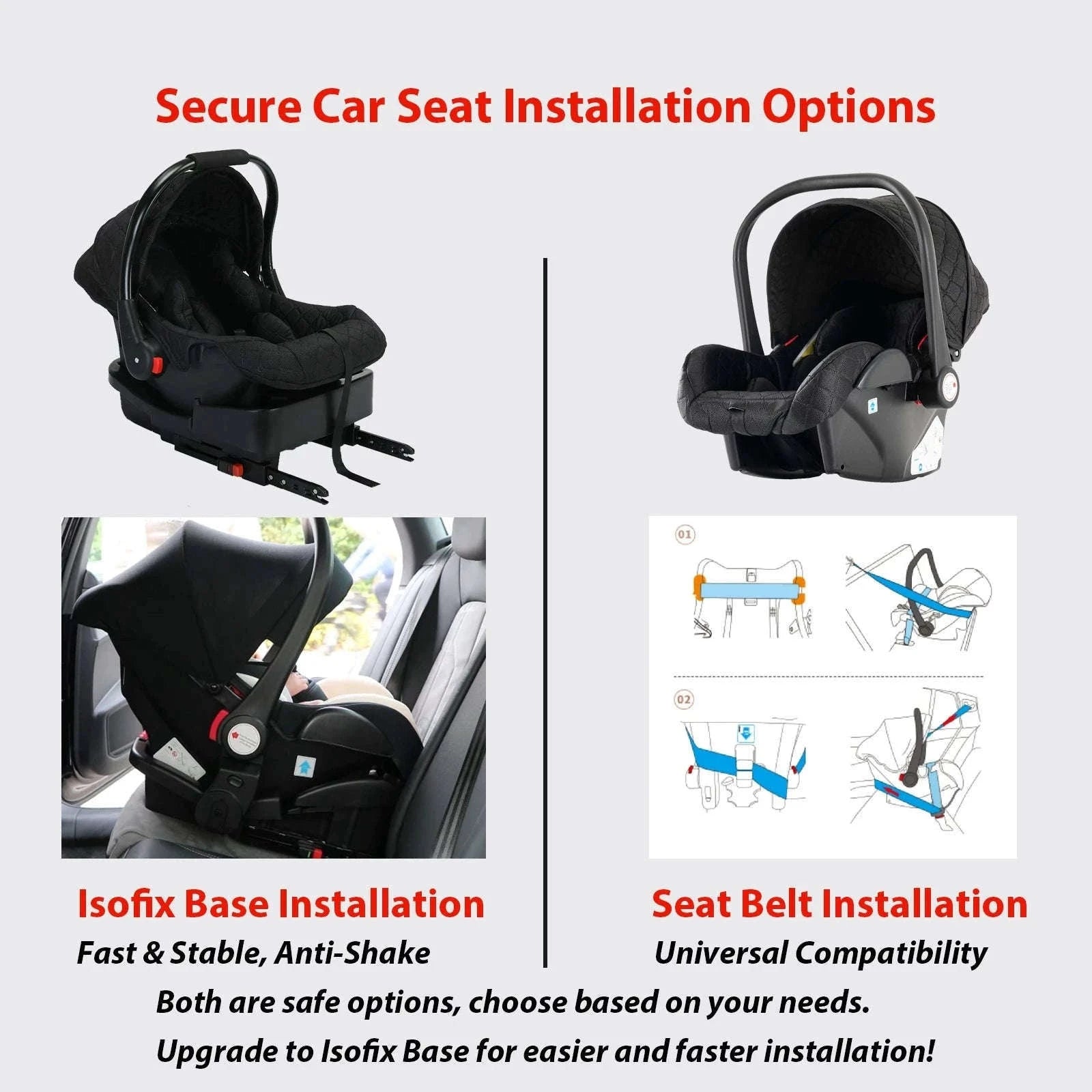3-in-1 Baby Stroller Travel System Pushchair-V9-CHOCOLATE