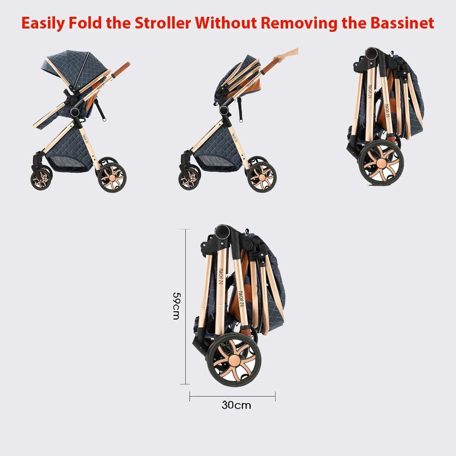3-in-1 Baby Stroller Travel System Pushchair-V9-CHOCOLATE