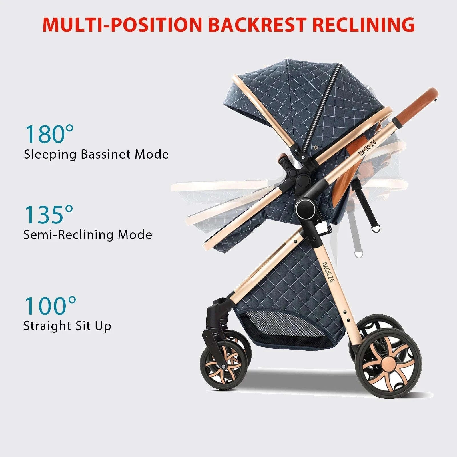 3-in-1 Baby Stroller Travel System Pushchair-V9-CHOCOLATE