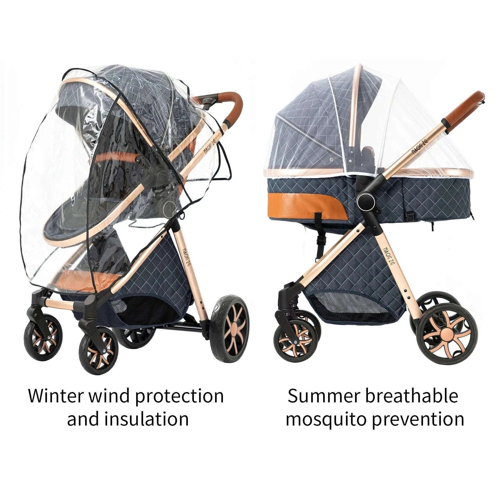 3-in-1 Baby Stroller Travel System Pushchair-V9-CHOCOLATE