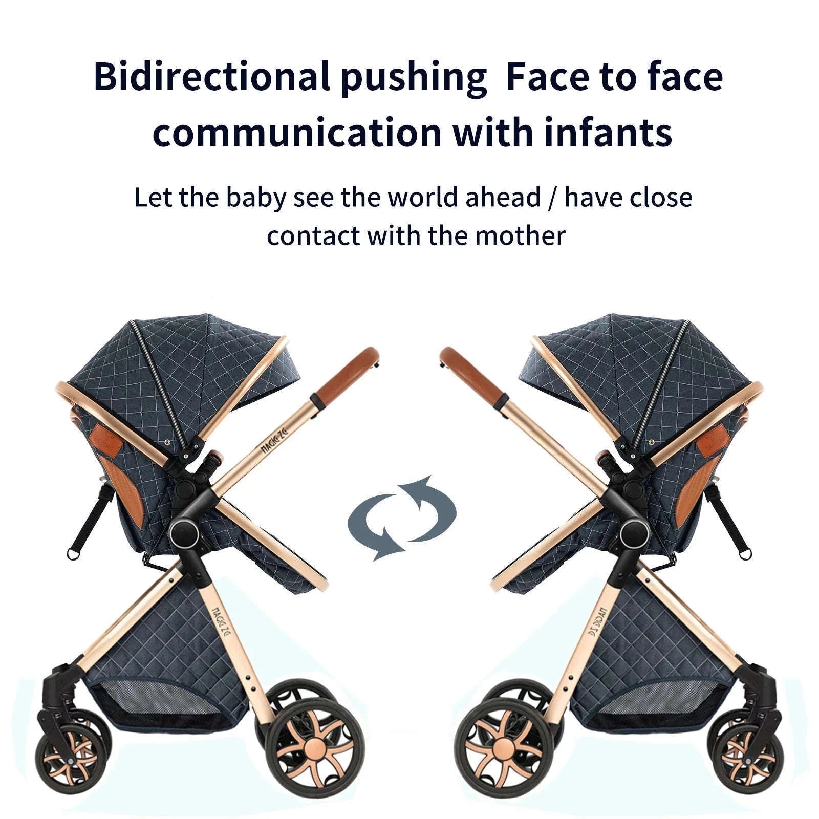 3-in-1 Baby Stroller Travel System Pushchair-V9-CHOCOLATE