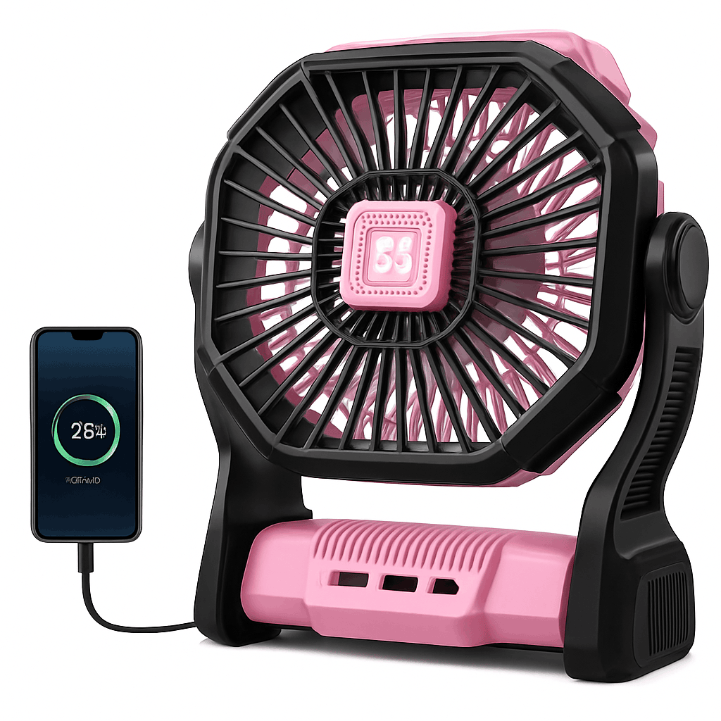 3-in-1 Camping Fan with LED Lantern and Emergency Power Supply-United States / Desk Fan