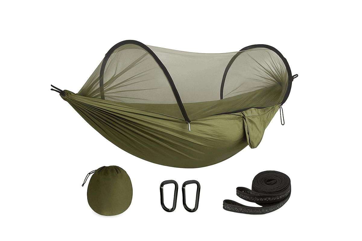 3-in-1 Camping Hammock with Mosquito Mesh and Quick Opening-Black L