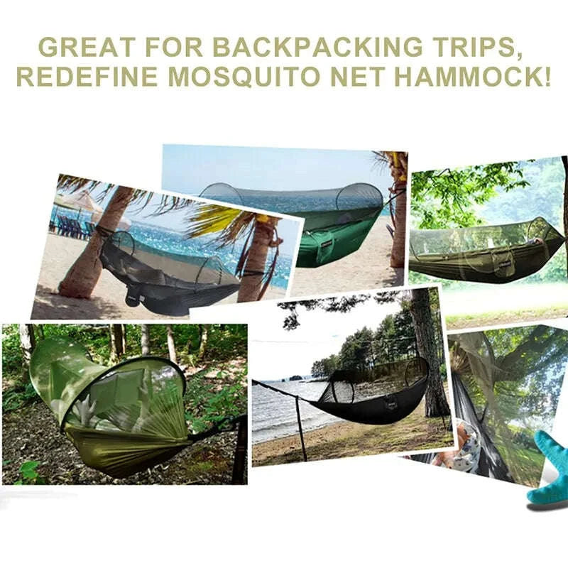 3-in-1 Camping Hammock with Mosquito Mesh and Quick Opening-Black L