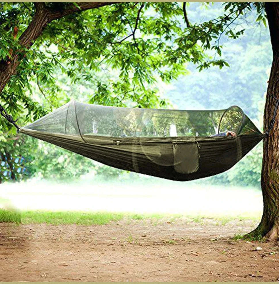 3-in-1 Camping Hammock with Mosquito Mesh and Quick Opening-Black L