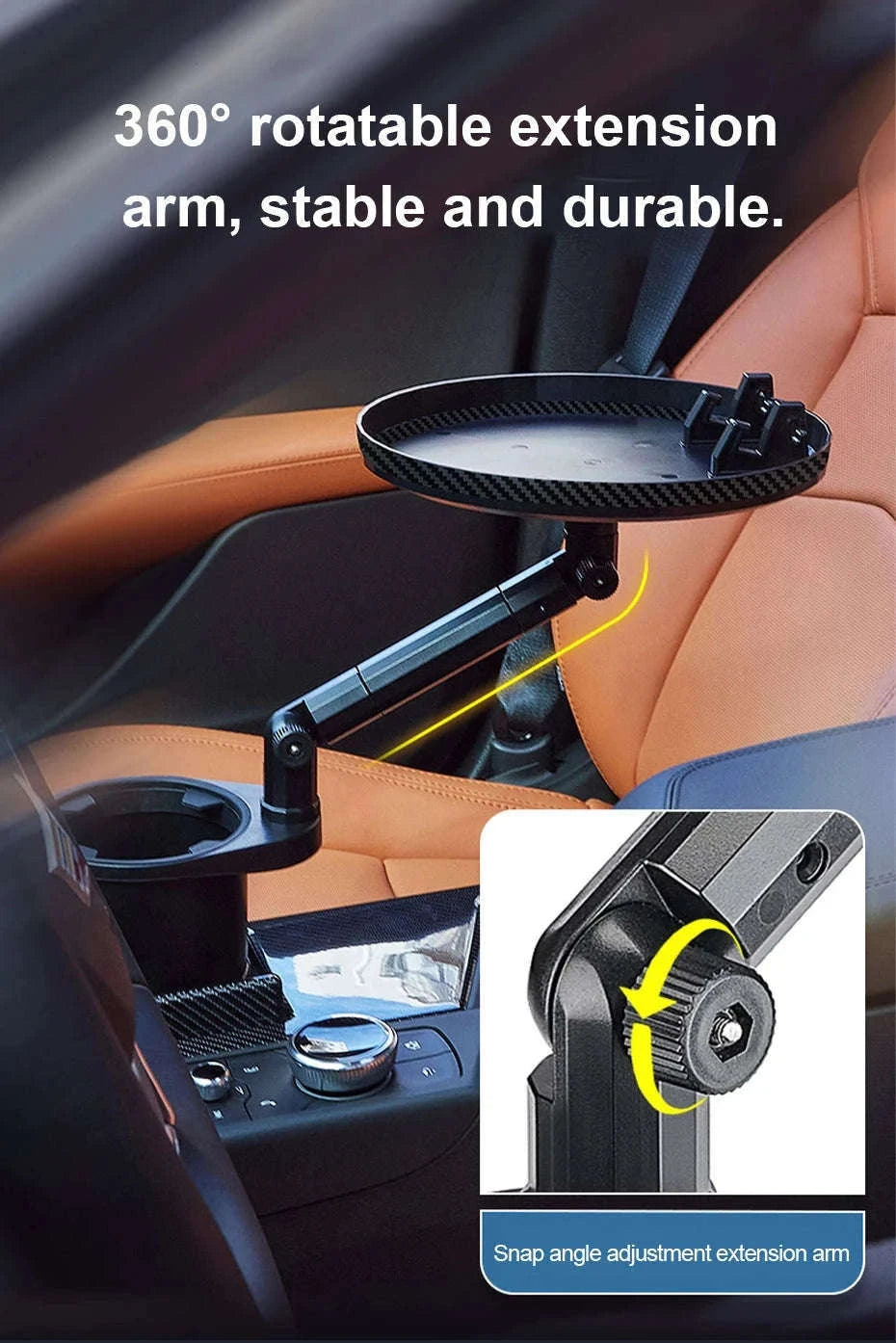 3 in 1 Car Cup Holder Extender with Tray-1Pack
