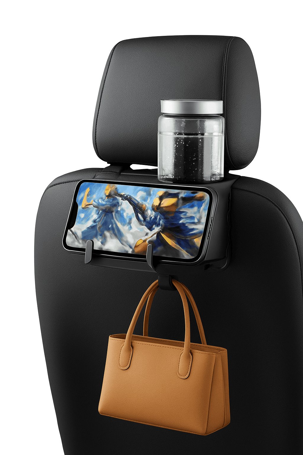 3 in 1 Car Headrest Cup Holder with Phone Mount and Hook-1 pc