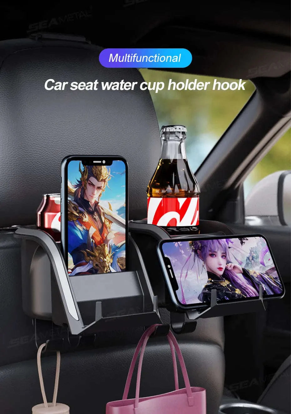 3 in 1 Car Headrest Cup Holder with Phone Mount and Hook-1 pc