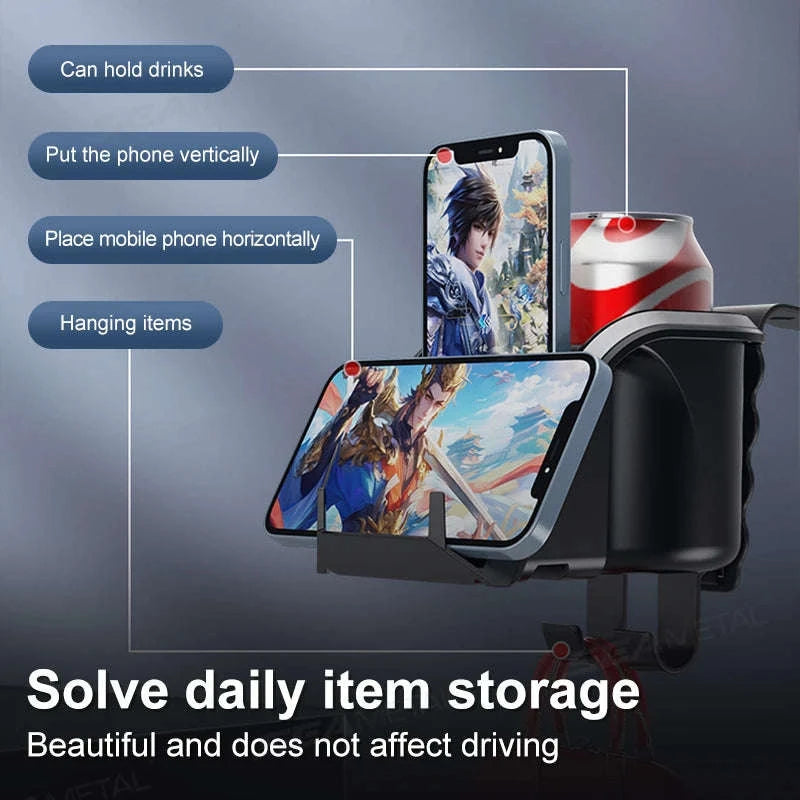 3 in 1 Car Headrest Cup Holder with Phone Mount and Hook-1 pc
