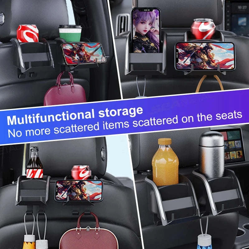 3 in 1 Car Headrest Cup Holder with Phone Mount and Hook-1 pc