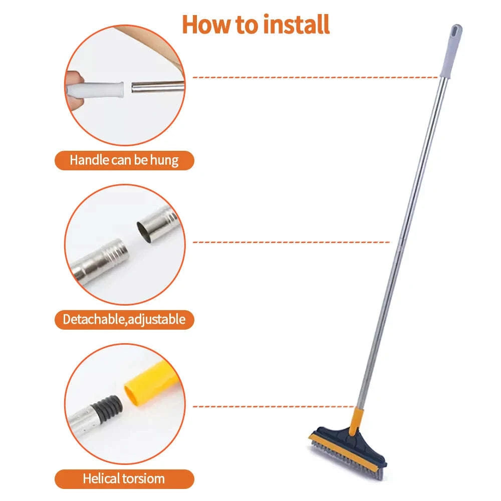 3-in-1 Cleaning Brush with Rotating Head and Long Handle-White-102CM / 3 in 1