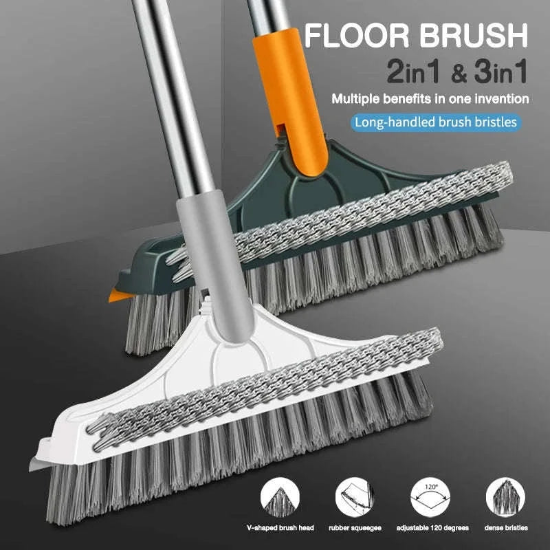 3-in-1 Cleaning Brush with Rotating Head and Long Handle-White-102CM / 3 in 1