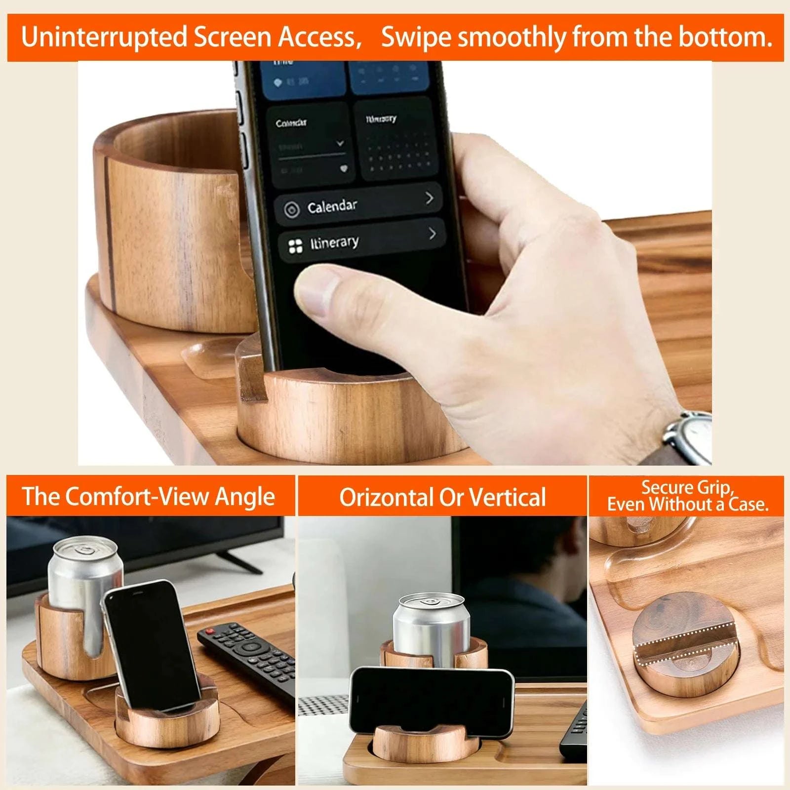 3-in-1 Couch Arm Tray with Rotating Cup Holder & Phone Stand-black / United States