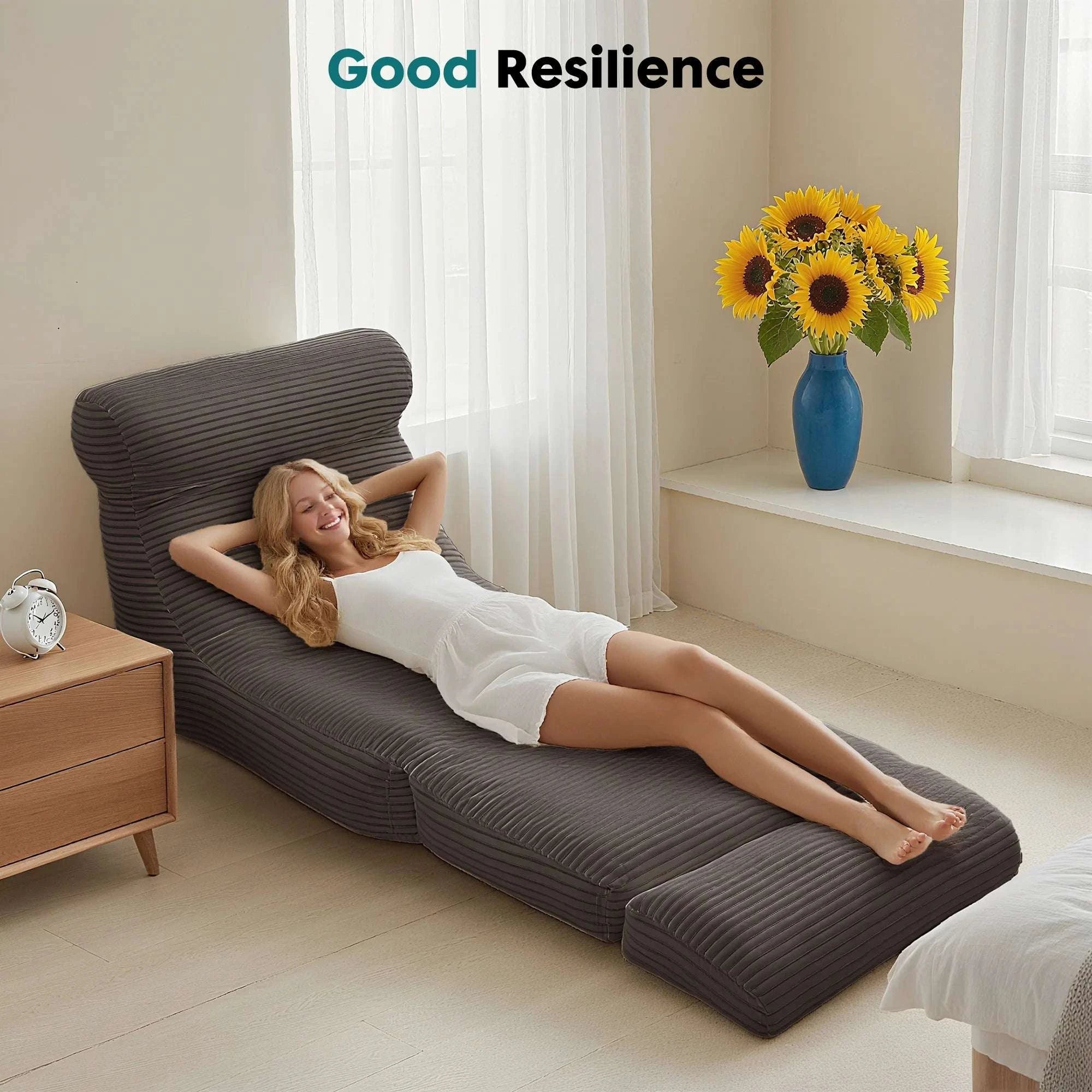 3-in-1 Folding Sofa Bed with Lumbar Support Corduroy Sleeper Chair-WHITE / One Seat / United States