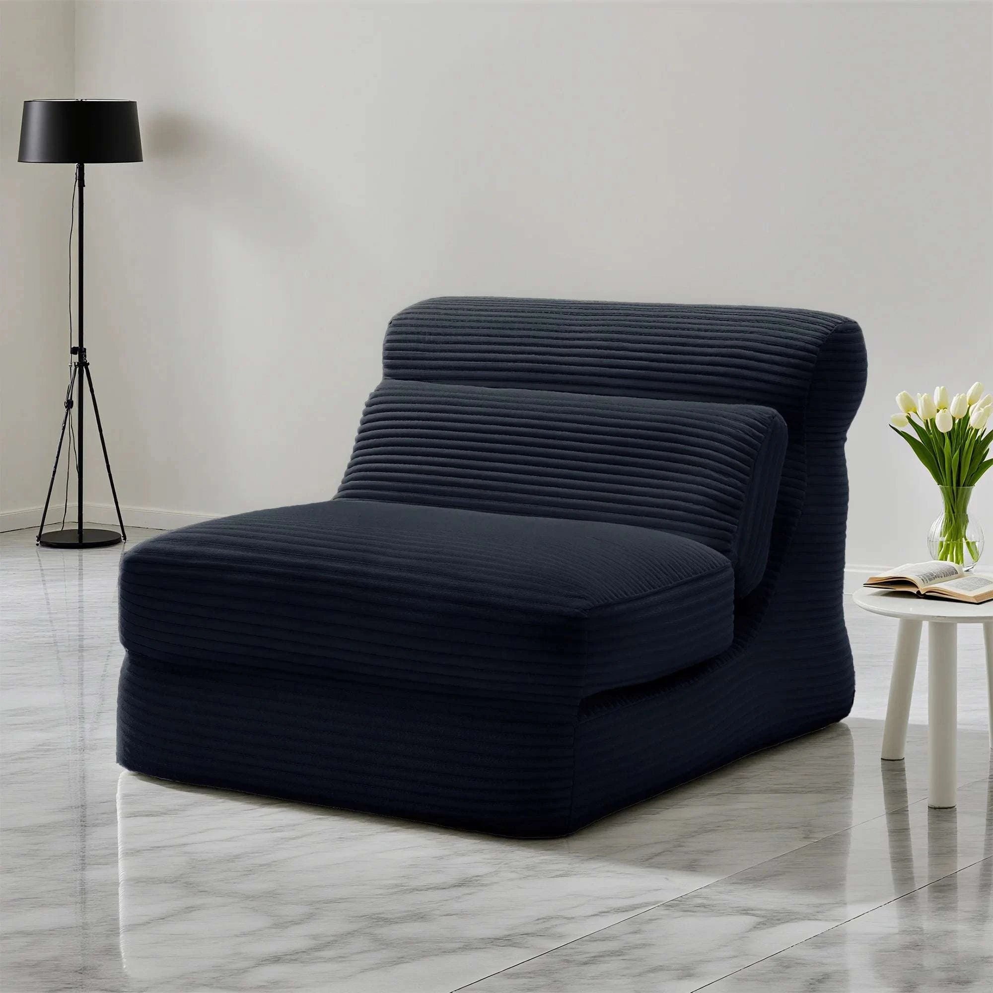 3-in-1 Folding Sofa Bed with Lumbar Support Corduroy Sleeper Chair-WHITE / One Seat / United States