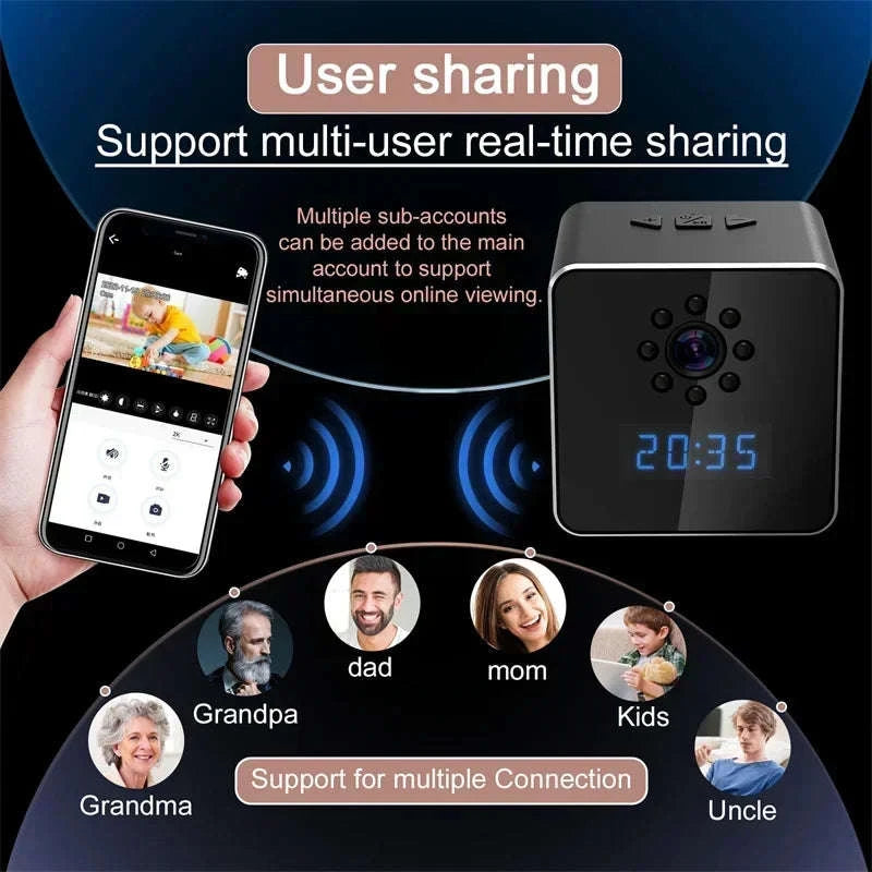 3 in 1 HD 1080P Wifi IP Clock Camera Desk Bluetooth Speakers Time Display Video Recorders Home Office Video Surveillance Camera-camera with 128GB
