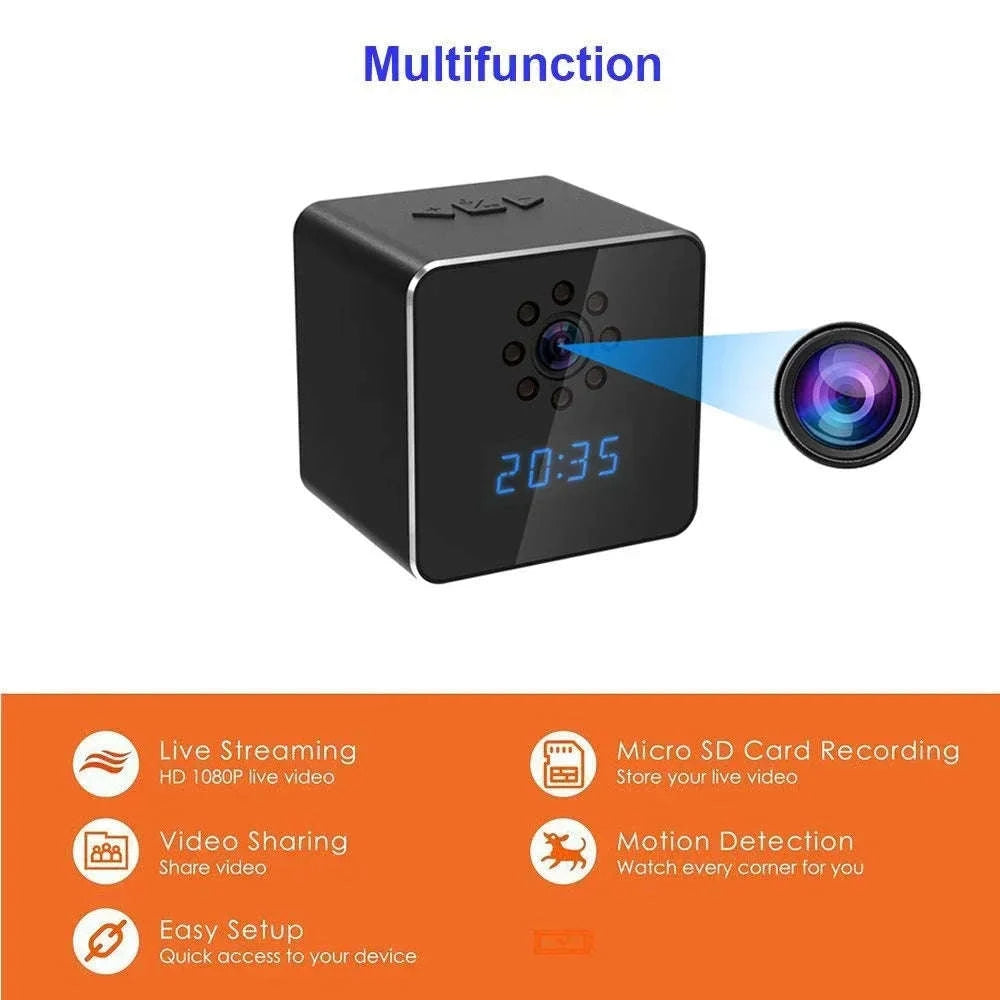 3 in 1 HD 1080P Wifi IP Clock Camera Desk Bluetooth Speakers Time Display Video Recorders Home Office Video Surveillance Camera-camera with 128GB