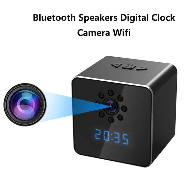 3 in 1 HD 1080P Wifi IP Clock Camera Desk Bluetooth Speakers Time Display Video Recorders Home Office Video Surveillance Camera-camera with 128GB