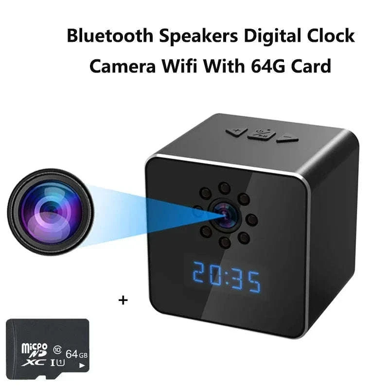 3 in 1 HD 1080P Wifi IP Clock Camera Desk Bluetooth Speakers Time Display Video Recorders Home Office Video Surveillance Camera-camera with 128GB