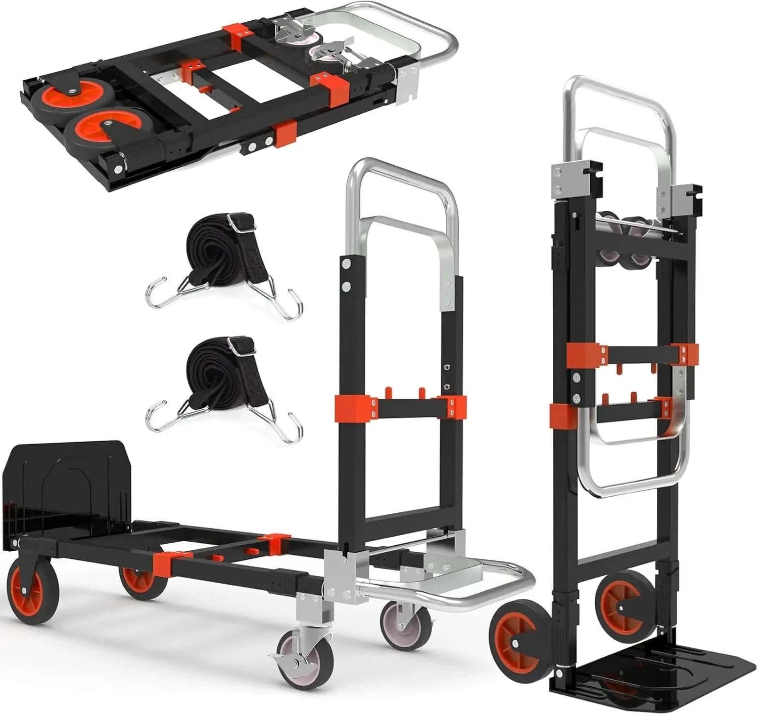 3-in-1 Heavy Duty Folding Hand Truck, 500 LBS Capacity, Convertible Dolly with Telescopic Handle-United States