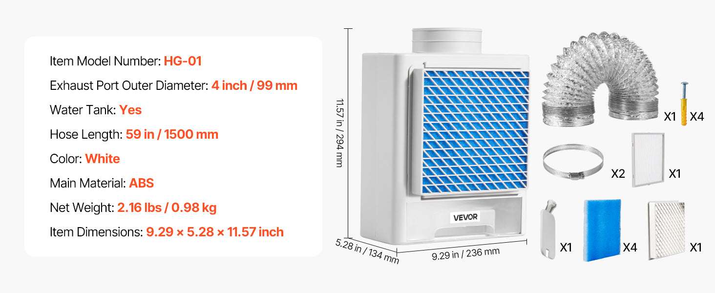 3-in-1 Indoor Dryer Vent Kit with Filter Pads & Safety Hood-Type 2 / United States