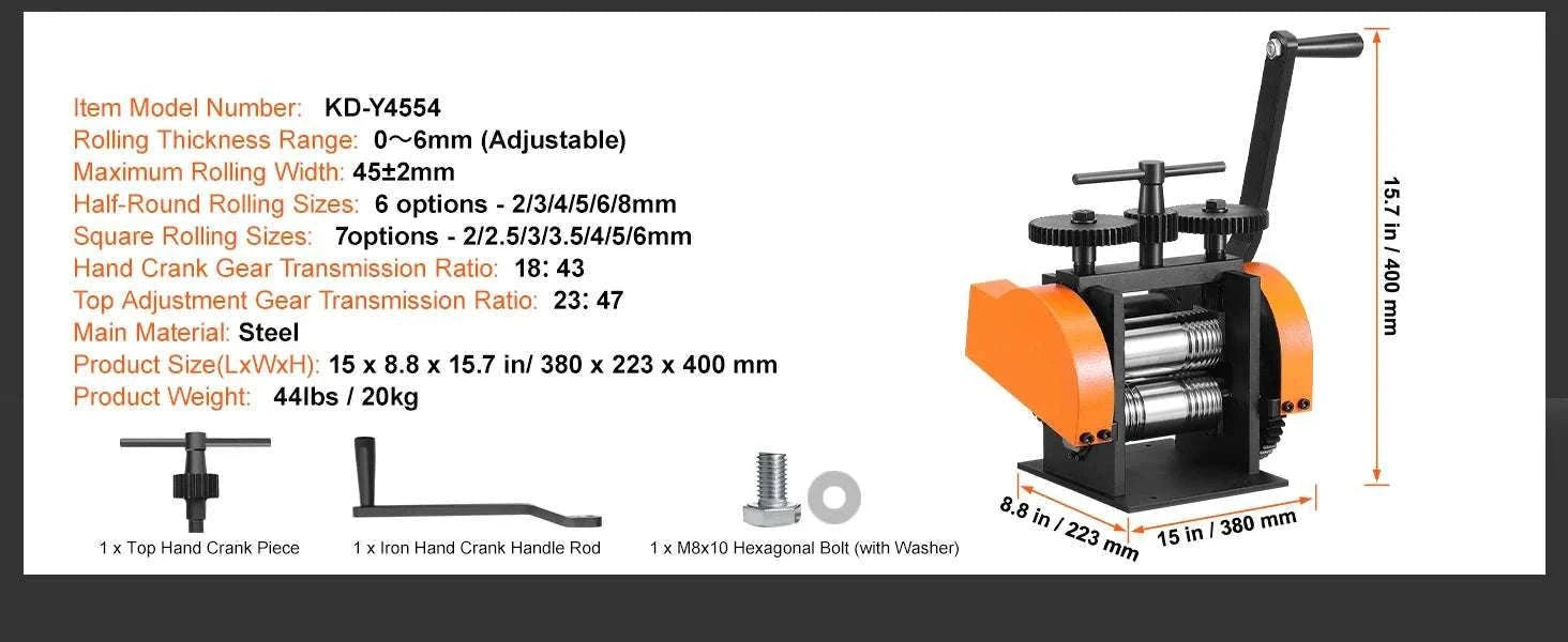 3-in-1 Jewelry Rolling Mill Machine for Sheet, Wire & Metal Forming-76mmW 0.1-7mmT / United States