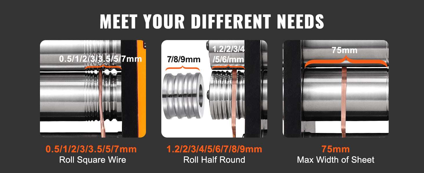 3-in-1 Jewelry Rolling Mill Machine for Sheet, Wire & Metal Forming-76mmW 0.1-7mmT / United States