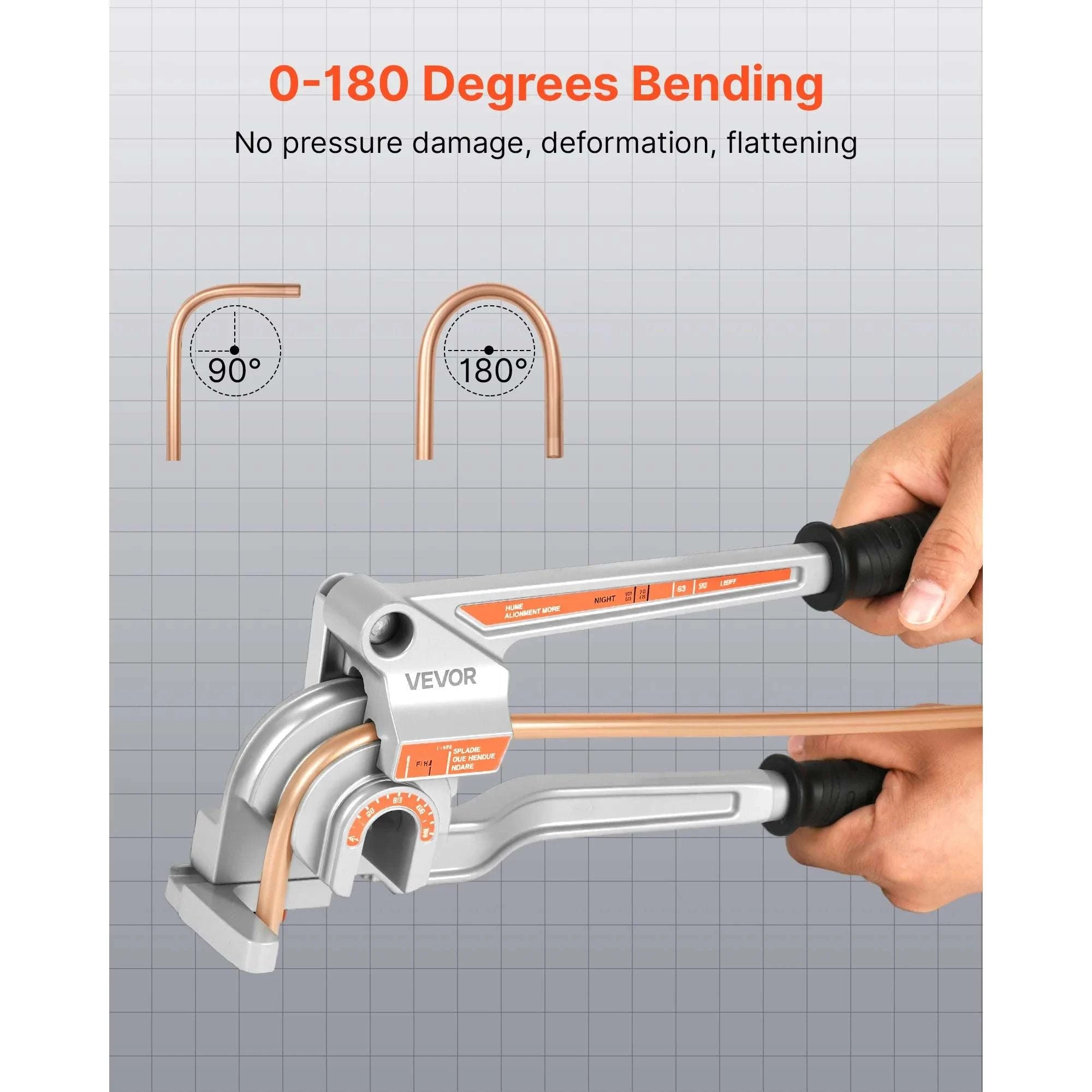 3-in-1 Manual Tube Bender for 1/4, 3/8, 1/2 in Pipes 0–180°-United States / Aluminum alloy