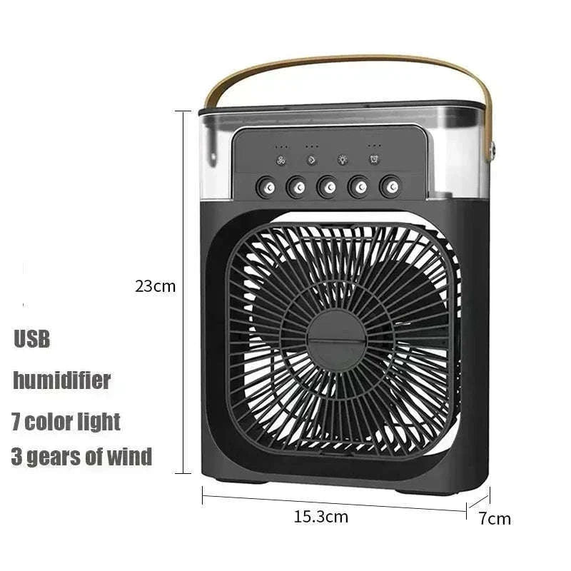 3-in-1 Mini Air Cooler Fan with Humidifier and Night Light-United States / black
