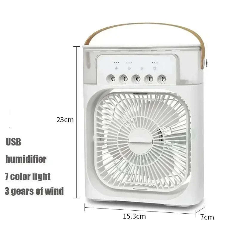 3-in-1 Mini Air Cooler Fan with Humidifier and Night Light-United States / black