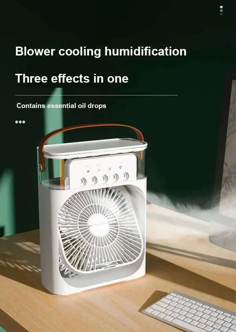 3-in-1 Mini Air Cooler Fan with Humidifier and Night Light-United States / black