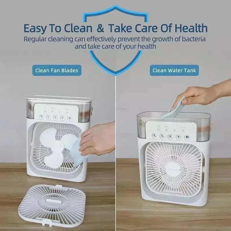 3-in-1 Mini Air Cooler Fan with Humidifier and Night Light-United States / black