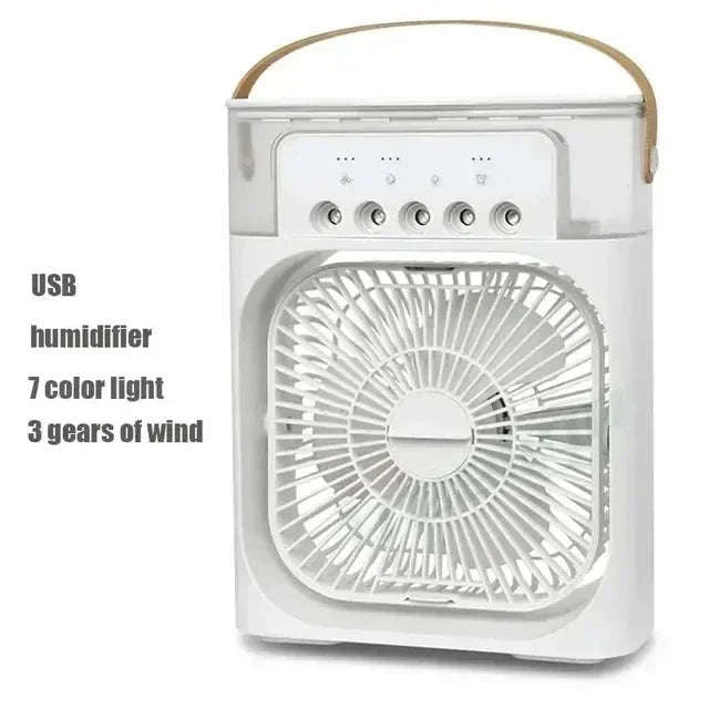 3-in-1 Mini Air Cooler Fan with Humidifier and Night Light-United States / black