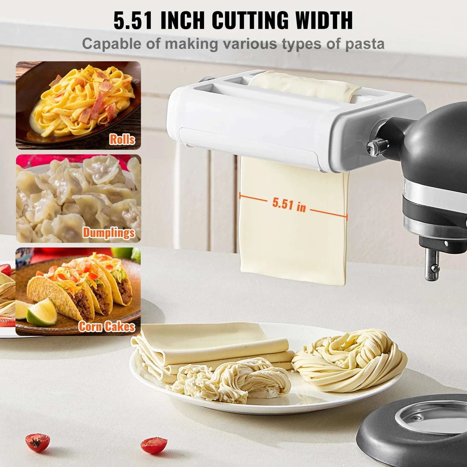 3-in-1 Pasta Attachment for KitchenAid Mixer with Roller & Cutters-3 in 1 / United States