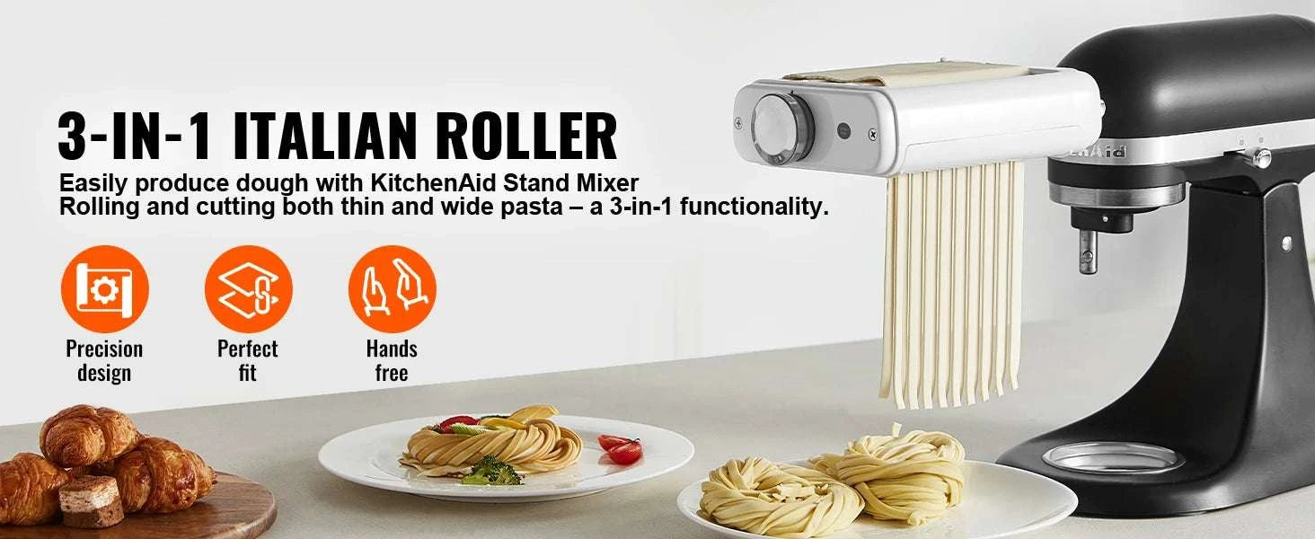 3-in-1 Pasta Attachment for KitchenAid Mixer with Roller & Cutters-3 in 1 / United States