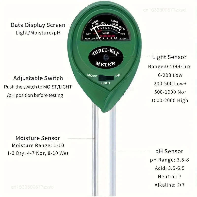 3-in-1 Soil Tester – Moisture, Light & pH Monitor-Default Title
