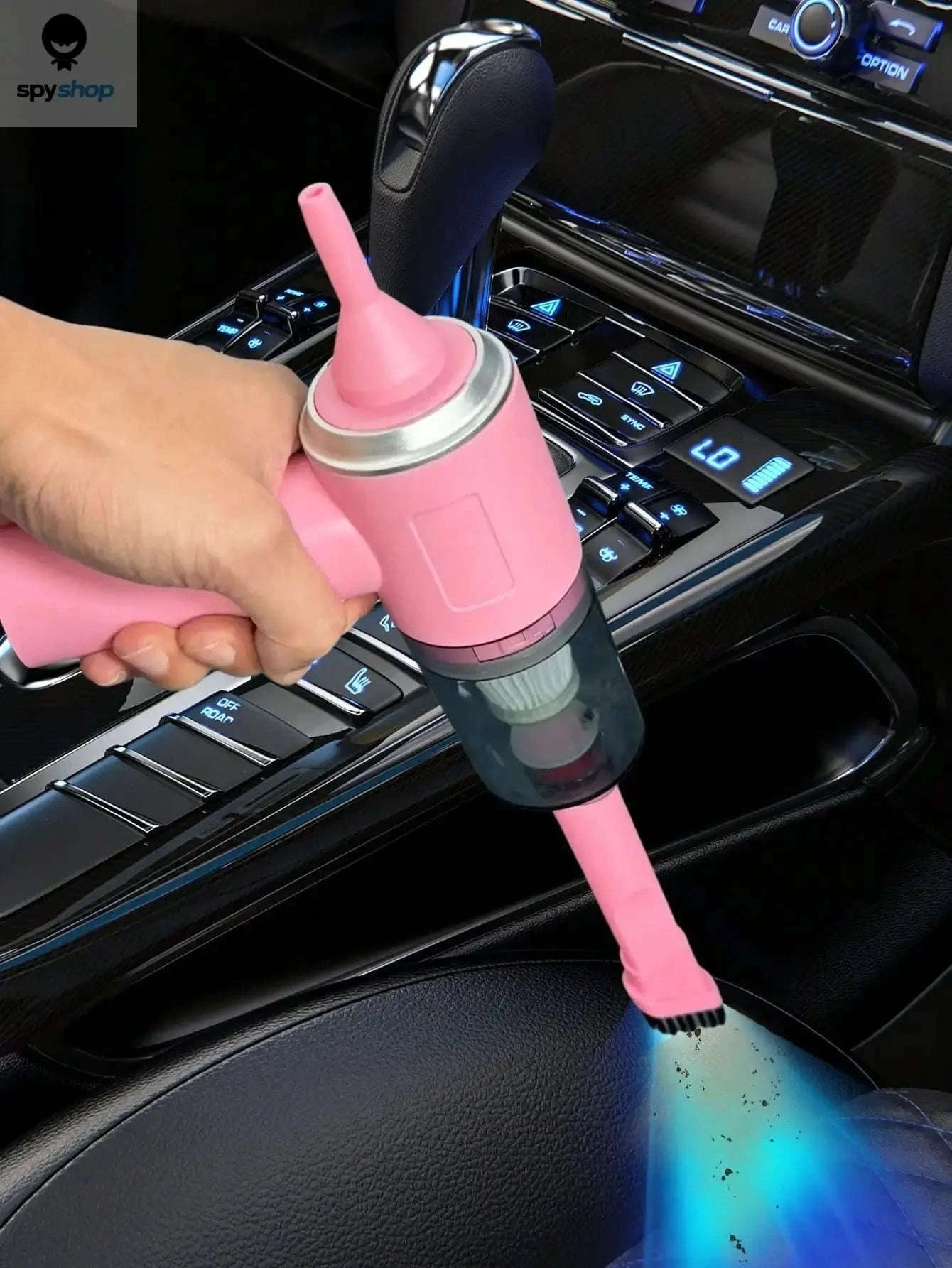 3‑in‑1 USB Portable Car Vacuum Cleaner – Compact Suction, Blower & Easy USB Charging-Pink