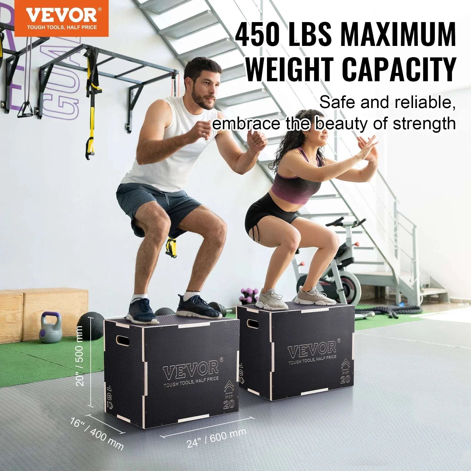 3-in-1 Wooden Plyometric Jump Box with 16" 20" 24" Heights-24x20x16inch / United States