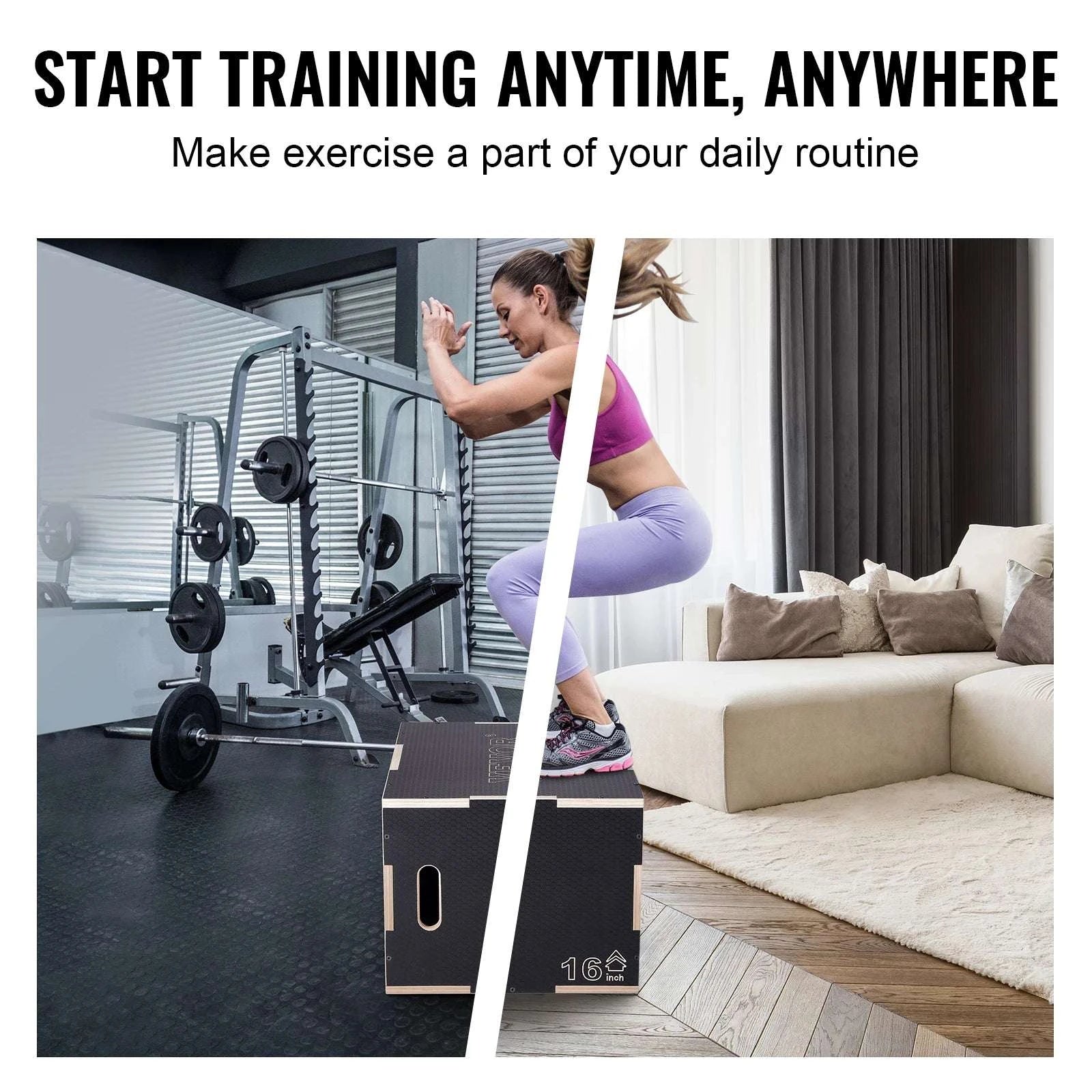 3-in-1 Wooden Plyometric Jump Box with 16" 20" 24" Heights-24x20x16inch / United States